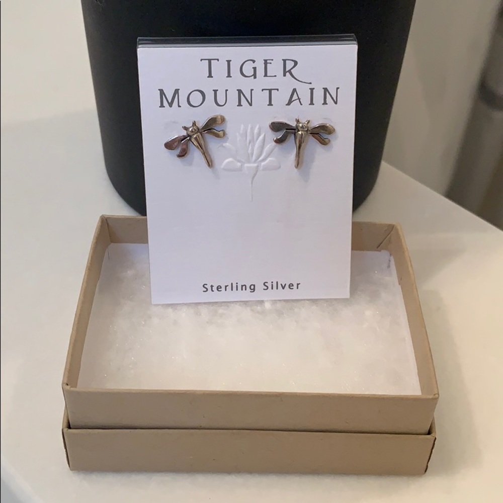 Sterling silver dragonfly earring studs